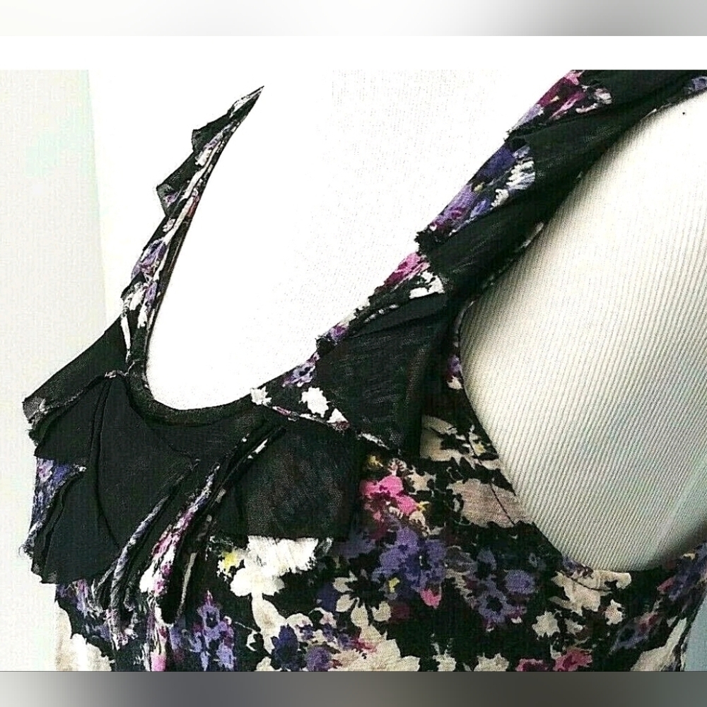 Y2K fairy whimsigoth, Sleeveless Purple Floral, black netting, size S ELLE - Picture 4 of 7